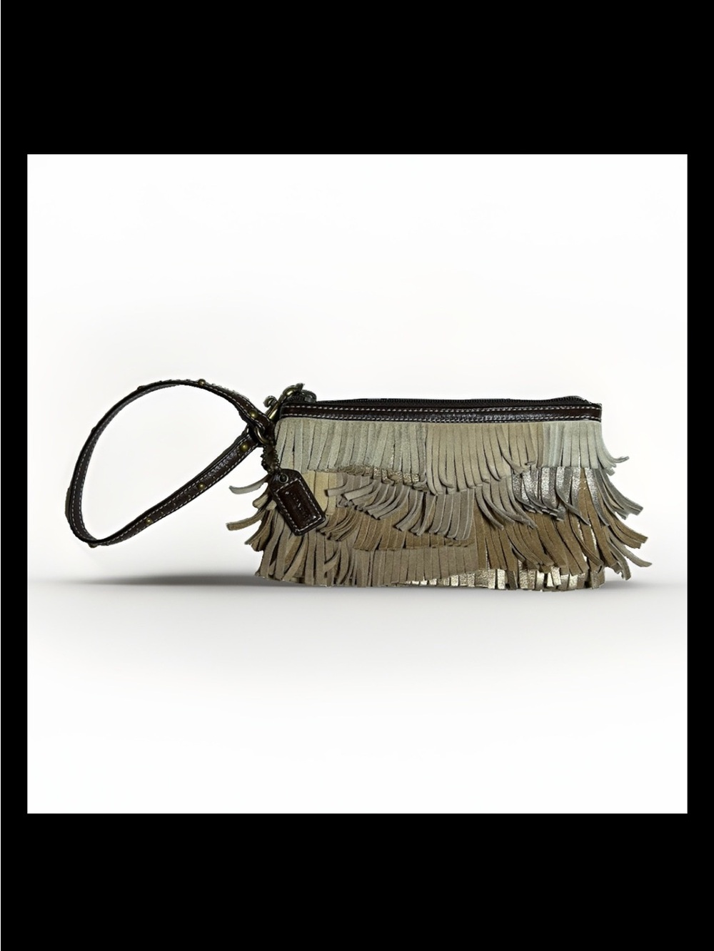 Coach Wristlet /Clutch Suede, Metallic Leather Tiered Fringe, 2005 Style:(#6739)